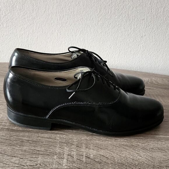 MENS " FLORSHEIM COMFORTECH " BLACK COLOR LACE-UP DRESS SHOES - SIZE 9 . - Picture 2 of 4